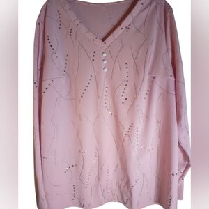 Pink Women's Gold Studded Top Long Size XXL Work Office Party Trip Event